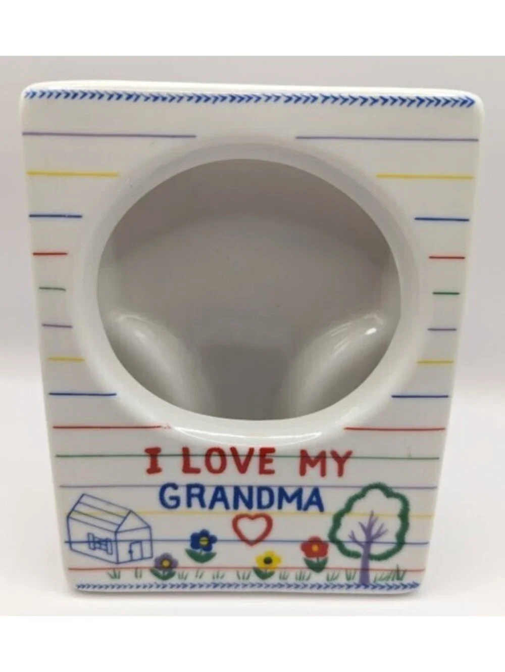 Vintage Ceramic I Love My Grandma Picture Frame Cute Child Drawn Style Retro